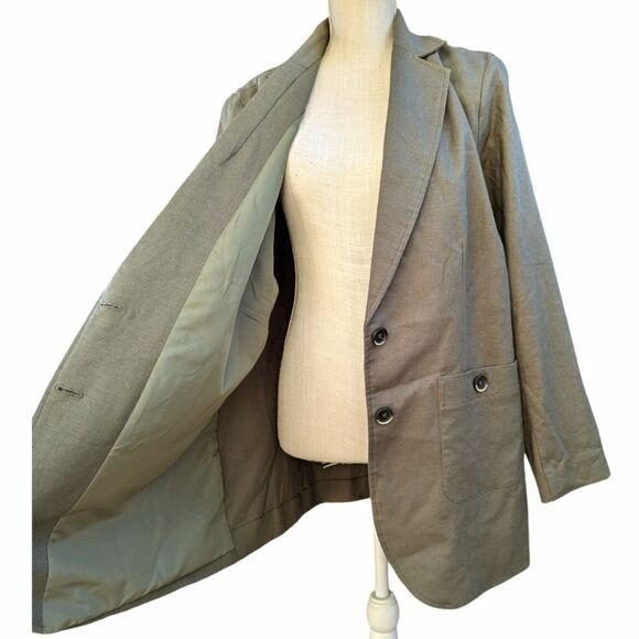 Universal Standard Women's Coastal Linen Blend Two Button Olive Green Blazer NWT - Picture 7 of 11